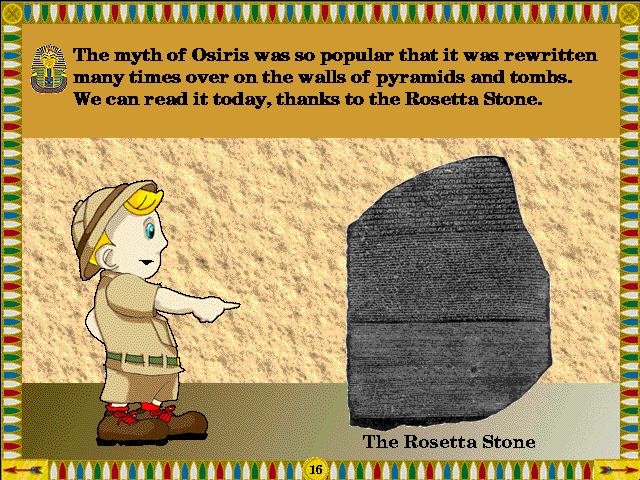 Archibald's Guide to the Mysteries of Ancient Egypt (Windows 3.x) screenshot: The Rosetta stone