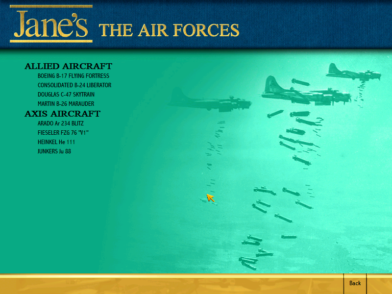 Jane's Combat Simulations: WWII Fighters (Windows) screenshot: Air Force list