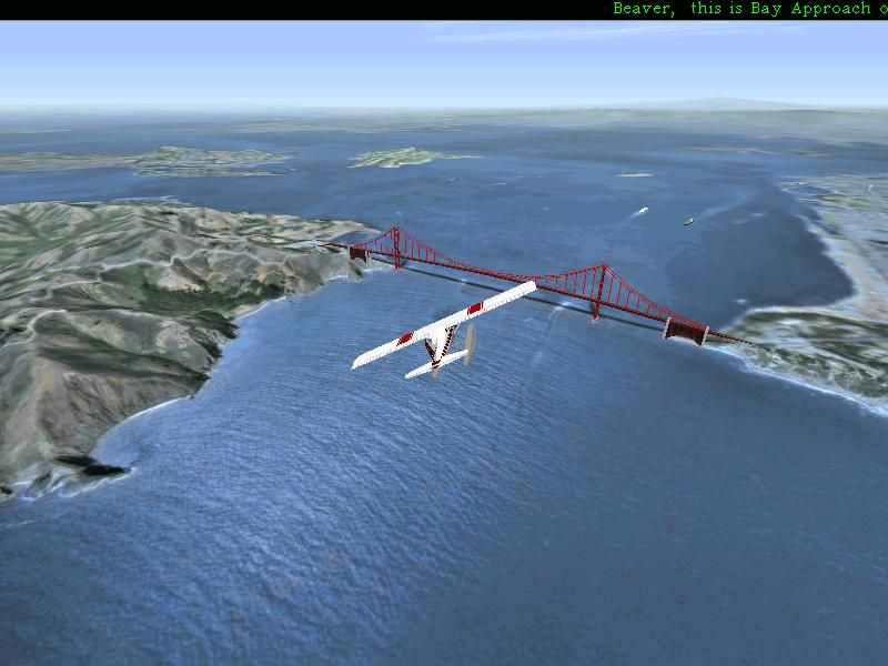 Flight Unlimited II (Windows) screenshot: The spectacular Golden Gate bridge