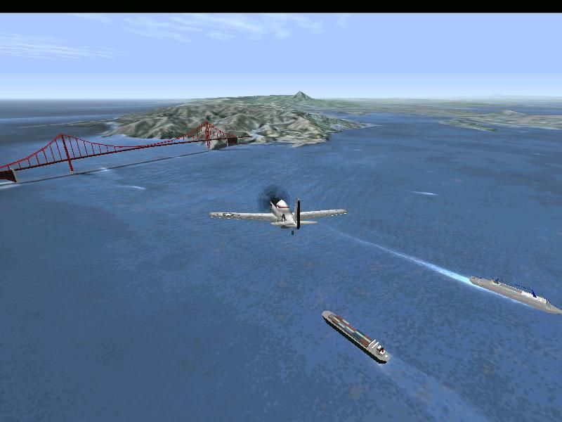 Flight Unlimited II (Windows) screenshot: Approaching the Golden Gate bridge from the other direction