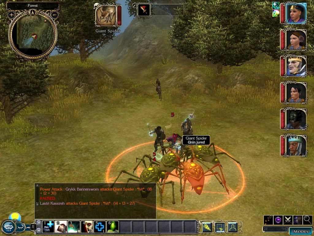 Neverwinter Nights 2: Storm of Zehir (Windows) screenshot: Fighting giant spiders
