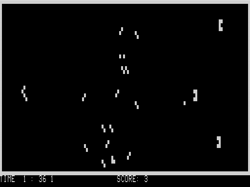 Bounce (TRS-80) screenshot: Filling Pockets