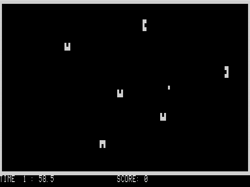 Bounce (TRS-80) screenshot: Six Empty Pockets
