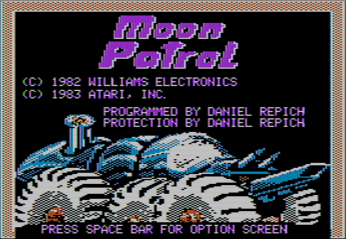 Moon Patrol (Apple II) screenshot: Title screen