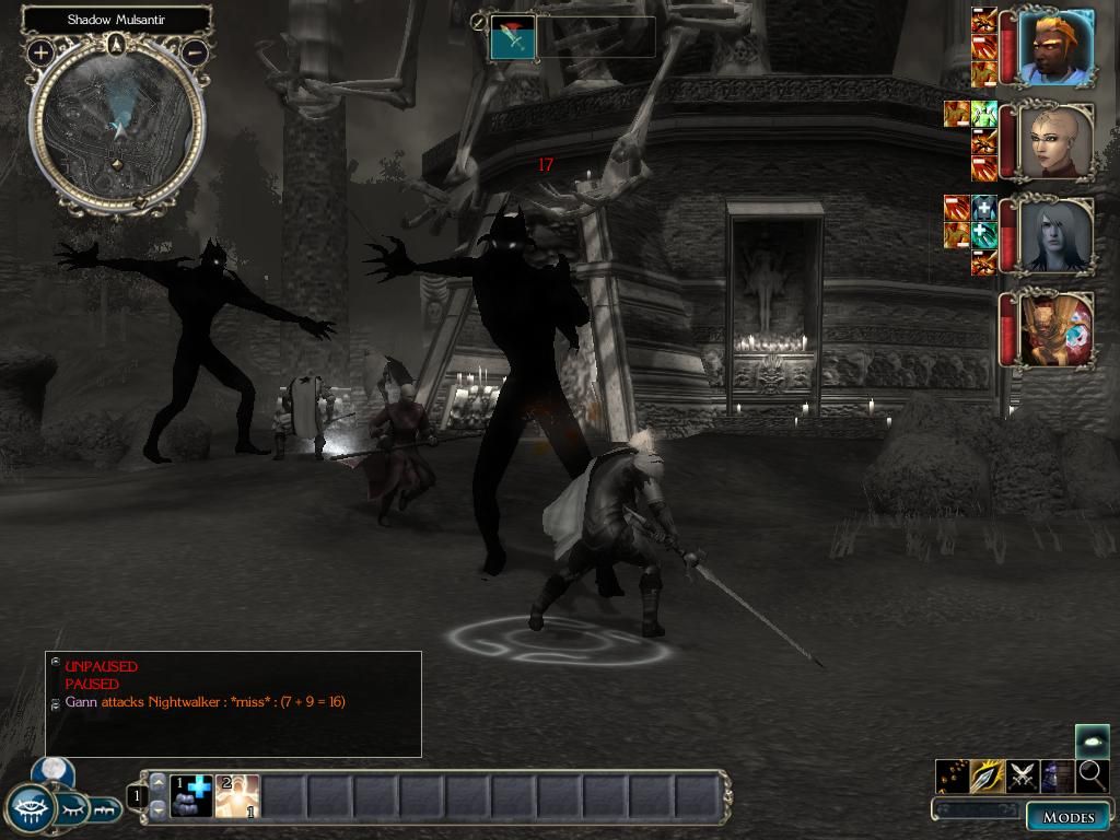 Neverwinter Nights 2: Mask of the Betrayer (Windows) screenshot: Battle with nightwalkers in the plane of shadows. This is a tough battle, so don't come unprepared!