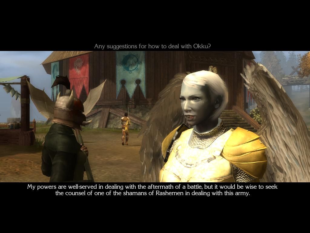 Neverwinter Nights 2: Mask of the Betrayer (Windows) screenshot: Dialogue with Kaelyn, one of your possible companions.