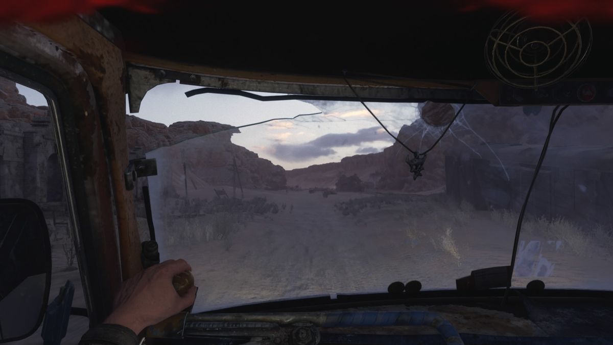 Metro: Exodus (PlayStation 4) screenshot: Driving a car