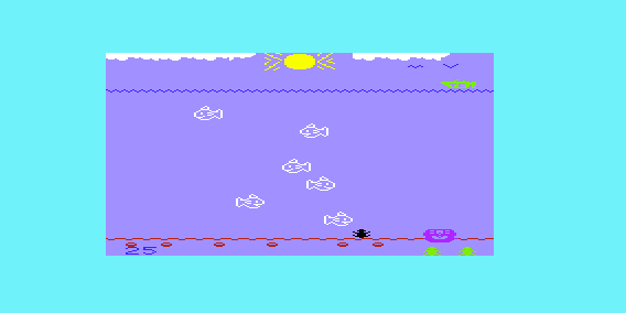 Bug Diver (VIC-20) screenshot: Heading to the Surface