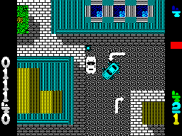 Miami Chase (ZX Spectrum) screenshot: Blue cars are driven by civilians