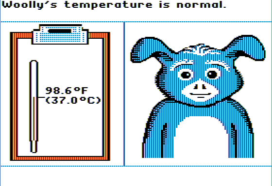 Get Well, Woolly! (Apple II) screenshot: Temperature is Normal