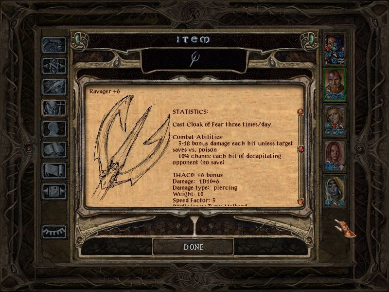 Baldur's Gate II: Throne of Bhaal (Windows) screenshot: The Ravager, one of Cespenar's creations, can kill almost anything with a single lucky head shot