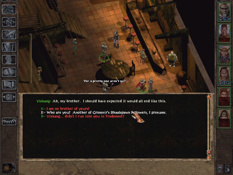 Baldur's Gate II: Throne of Bhaal (Windows) screenshot: The final chapter is very combat heavy. You still have classic BG moments, though - relaxing in a tavern, chatting with NPCs...