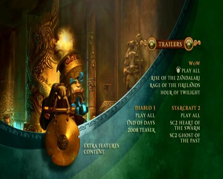 World of WarCraft: Mists of Pandaria (Collector's Edition) (Windows) screenshot: The making-of video - trailers menu