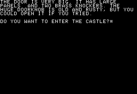 The Ebony Castle (Apple II) screenshot: Do You Want to Enter?