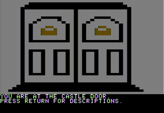 The Ebony Castle (Apple II) screenshot: Outside the Castle