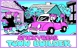 Stickybear: Town Builder (DOS) screenshot: Title screen (CGA)