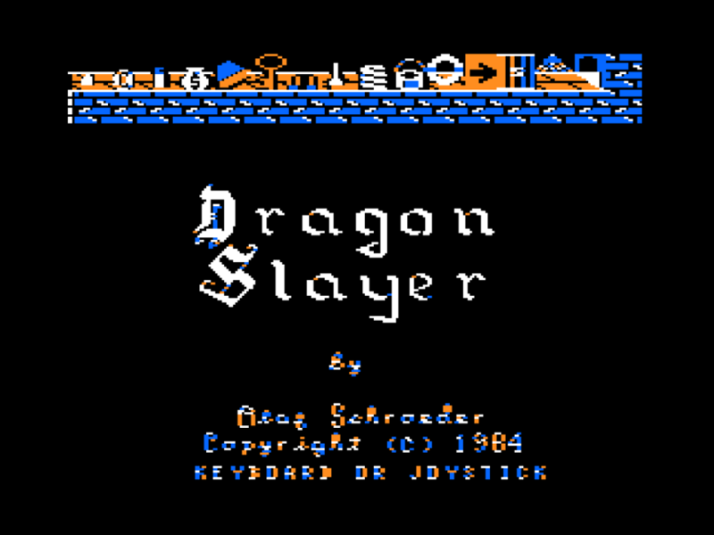 Dragon Slayer (TRS-80 CoCo) screenshot: Title Screen