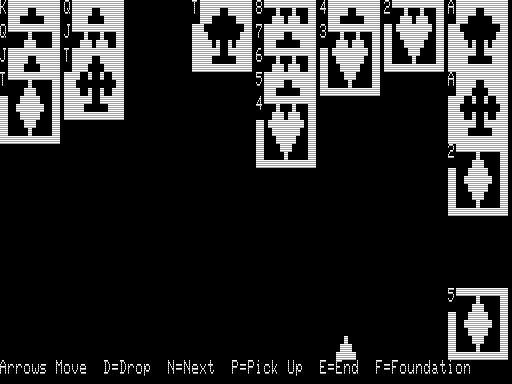 Solitaire (TRS-80) screenshot: Out of moves