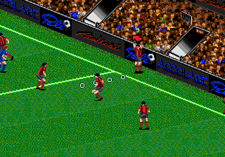 Pelé! (Genesis) screenshot: Throw the ball back into play.