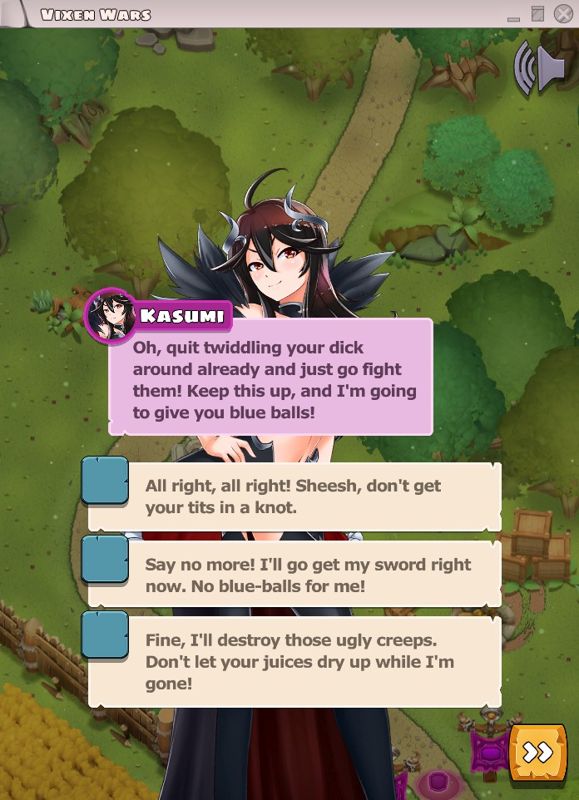 Vixen Wars (Windows) screenshot: Girls often present you with multiple-choice questions