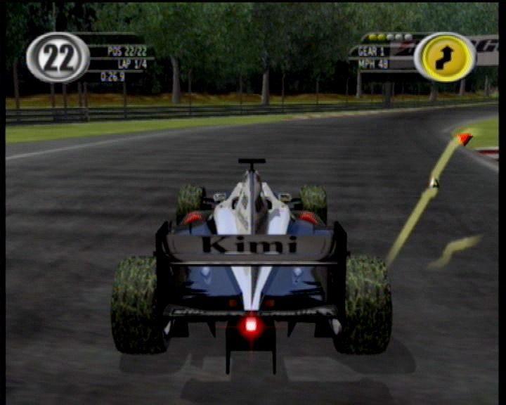 F1 2002 (Xbox) screenshot: Those tires are no good after driving off course, got to wait until the mud and grass goes off.