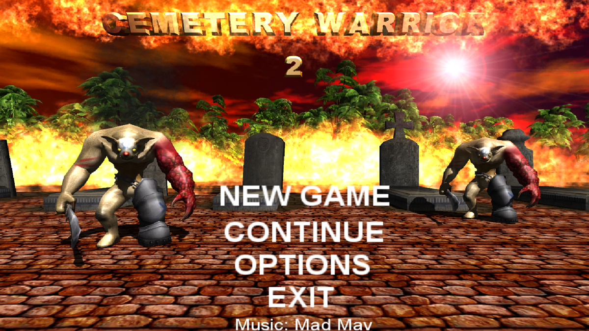 Cemetery Warrior II (Windows) screenshot: The main menu.