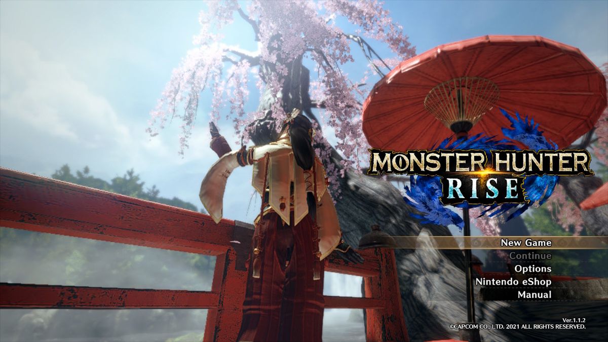 Monster Hunter: Rise (Nintendo Switch) screenshot: Main menu