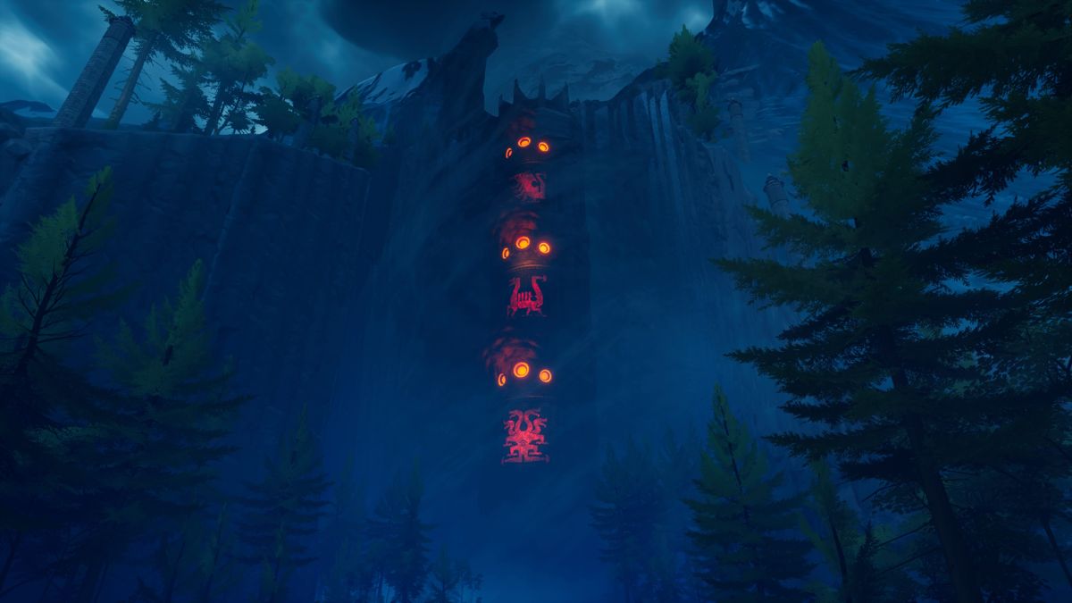 The Pathless (PlayStation 5) screenshot: A larger totem with three more beings?