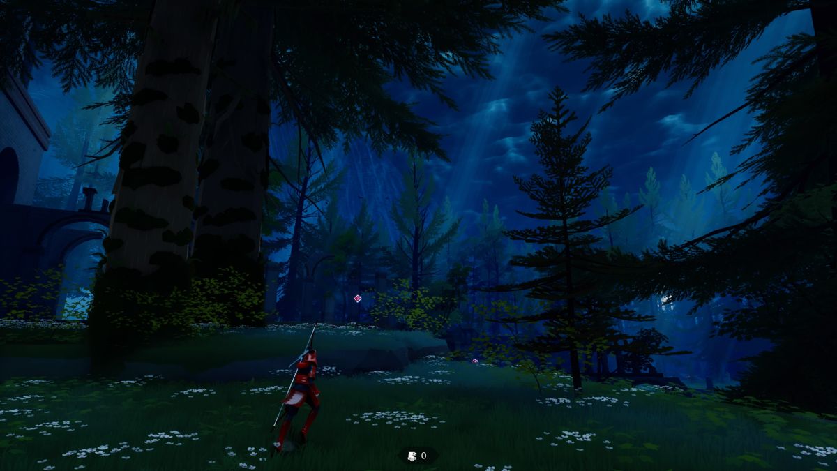 The Pathless (PlayStation 5) screenshot: Into the woods to the Eagles's nest.