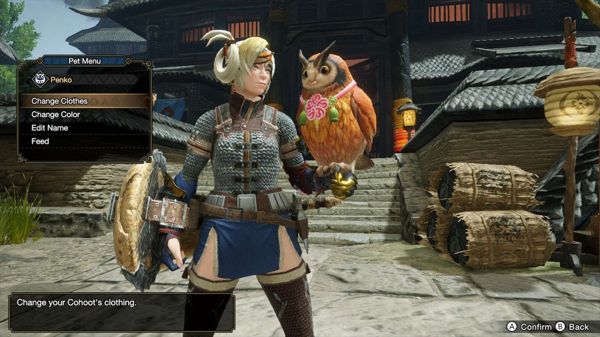 Monster Hunter: Rise (Nintendo Switch) screenshot: Playing with my pet