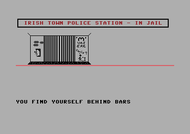 Mission 2: Project Gibraltar (Commodore 64) screenshot: Went to jail