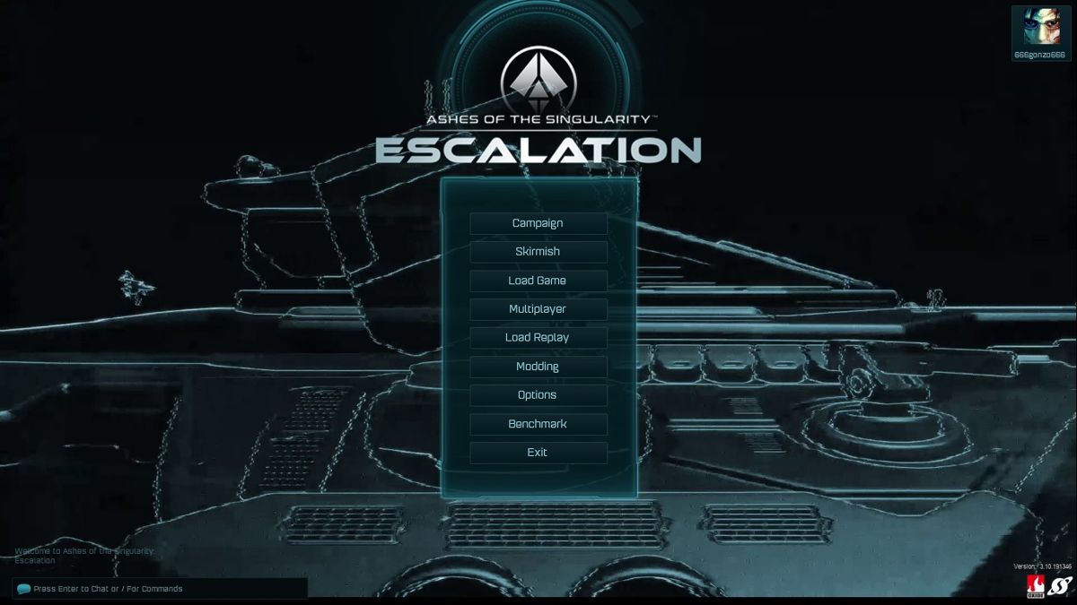 Ashes of the Singularity: Escalation (Windows) screenshot: Main menu