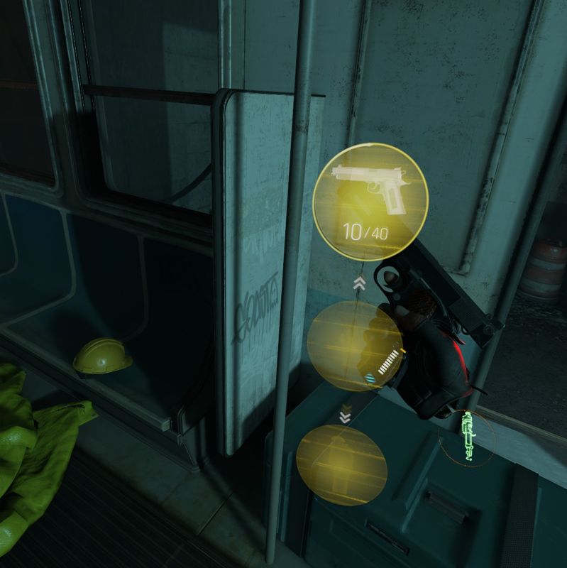 Half-Life: Alyx (Windows) screenshot: Selection between Gun, Empty hand and Multitool.