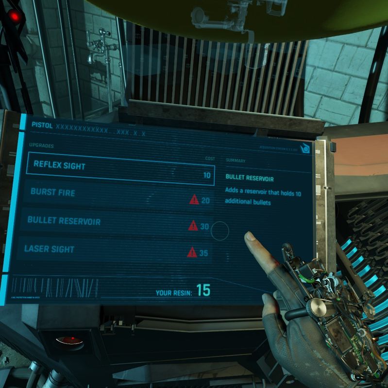Half-Life: Alyx (Windows) screenshot: Upgrading the pistol.