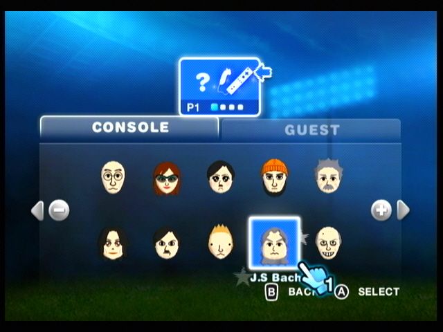 FIFA Soccer 08 (Wii) screenshot: Pick your Mii.