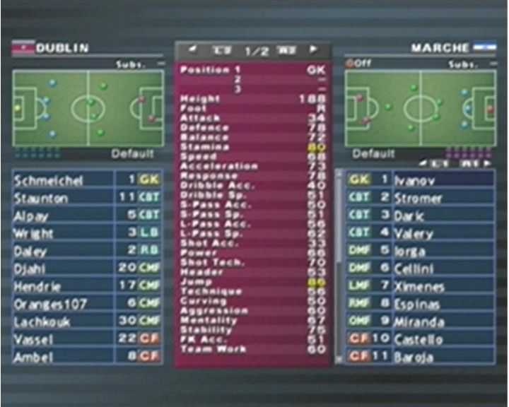 World Soccer: Winning Eleven 6 International (PlayStation 2) screenshot: Formation Settings