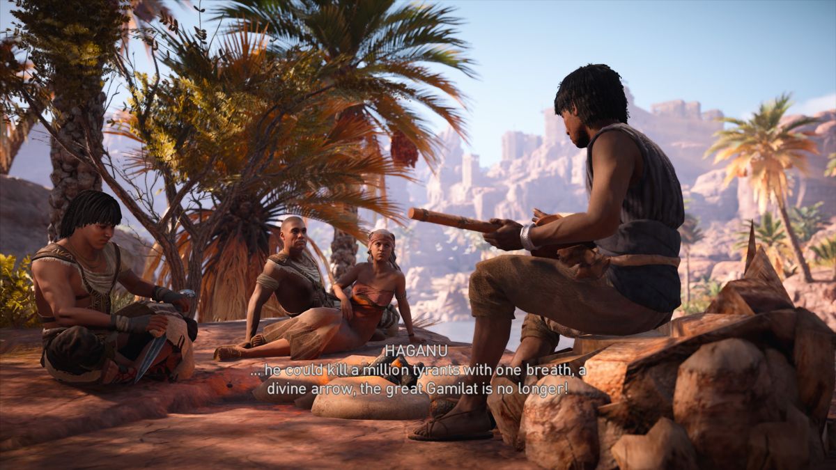 Assassin's Creed: Origins - The Hidden Ones (PlayStation 4) screenshot: Bayek stirred the area enough for a few new songs about him
