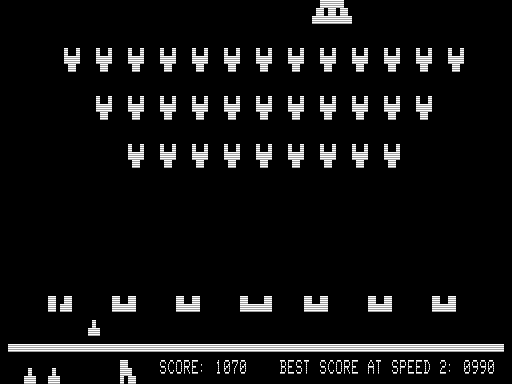 Alien (TRS-80) screenshot: An Alien UFO Appears