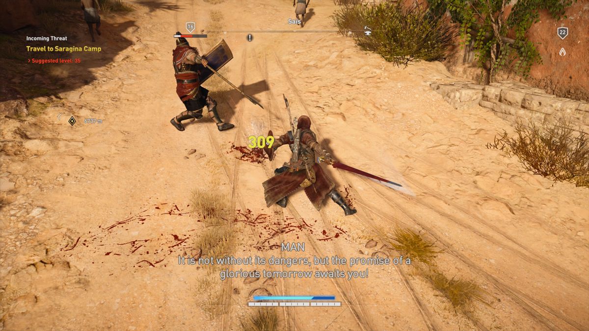 Assassin's Creed: Origins (PlayStation 4) screenshot: Breaking the shield defense