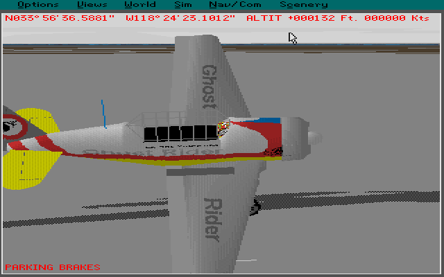 Flight Simulator Flight Shop (Windows 3.x) screenshot: This is the default plane that was built. One of the early tutorials is to replace the pilot's name with a name of the player's choice