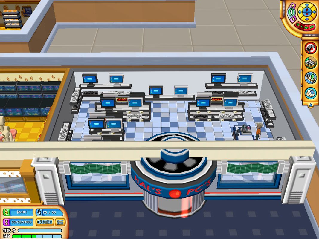 Mall Tycoon 3 (Windows) screenshot: The best store has to be the computers one.