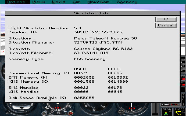 Flight Simulator Flight Shop (Windows 3.x) screenshot: The Flight Simulator information before the installation