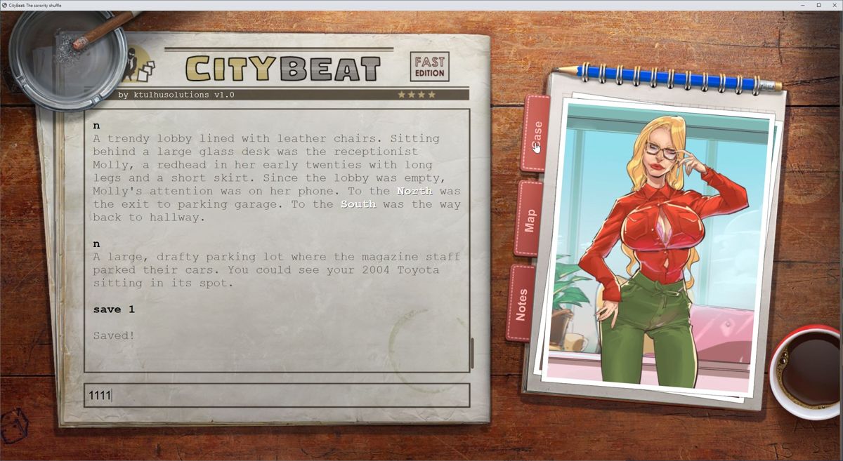 CityBeat: The Sorority Shuffle (Windows) screenshot: This is our boss. The promo art suggests that we get along very well.<br><br>Steam Demo version