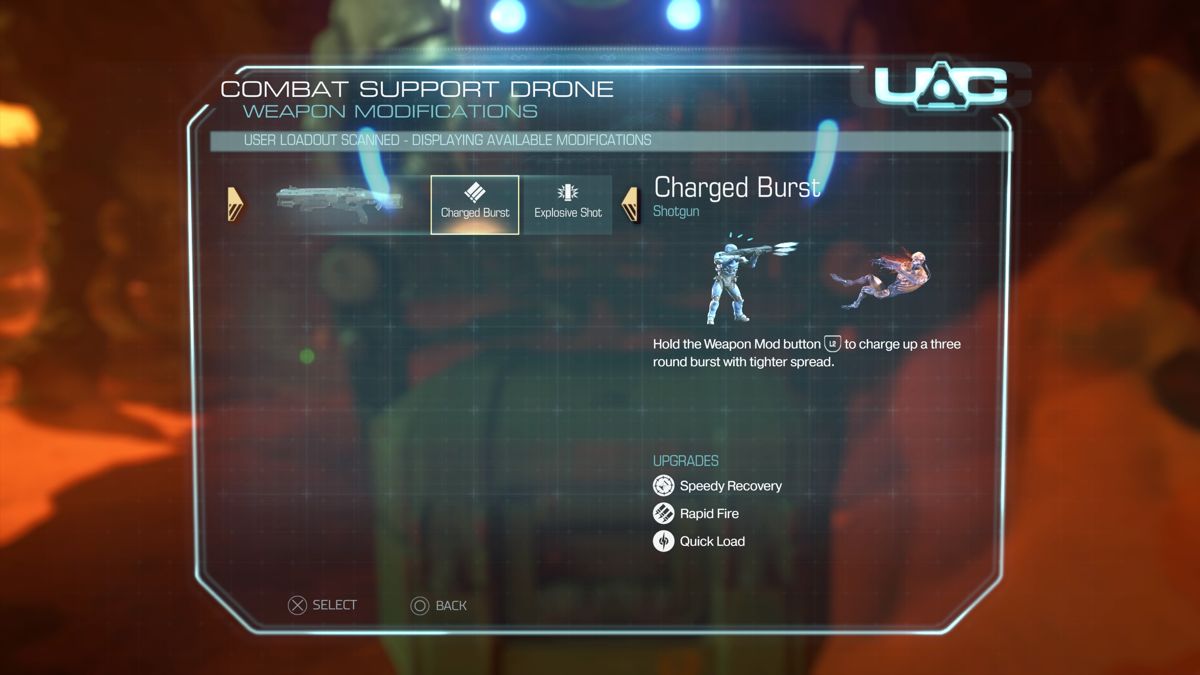 Doom (PlayStation 4) screenshot: Weapon modifications