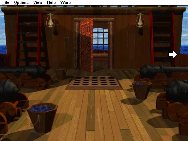 Pirates: Captain's Quest (Windows 3.x) screenshot: The arrow keys rotate the point of view