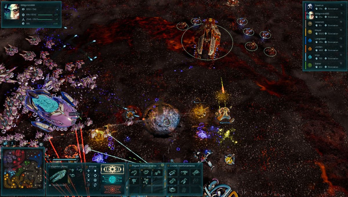 Ashes of the Singularity: Escalation (Windows) screenshot: Game with friend with other side gives offensives with more types of dreadnoughts