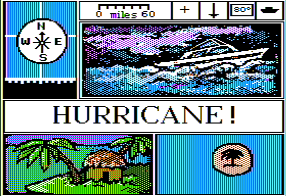 The Voyage of the Mimi: Maps and Navigation (Apple II) screenshot: Hurricane! - Title Screen