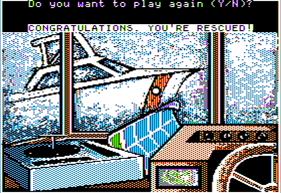 The Voyage of the Mimi: Maps and Navigation (Apple II) screenshot: Lost at Sea - Rescued