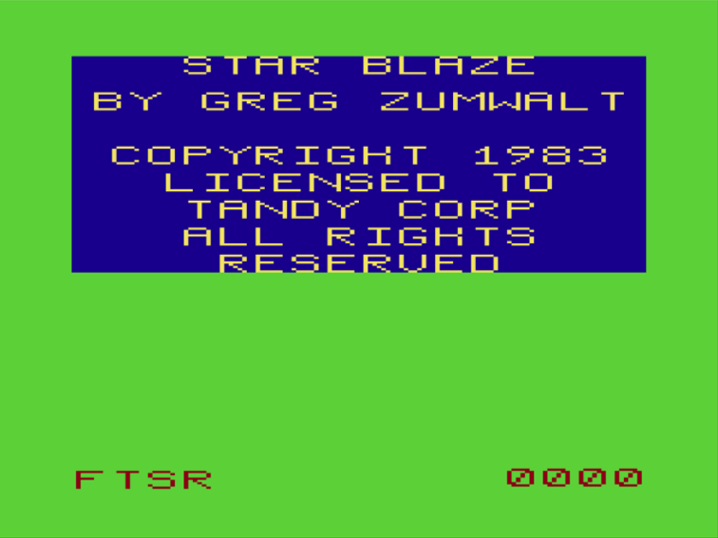 Star Blaze (TRS-80 CoCo) screenshot: Title Screen