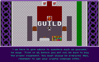 Azalta: Cult of the Raven (DOS) screenshot: The Guild gives you some helpful (?) hints.